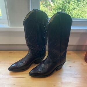 Dark red leather boots